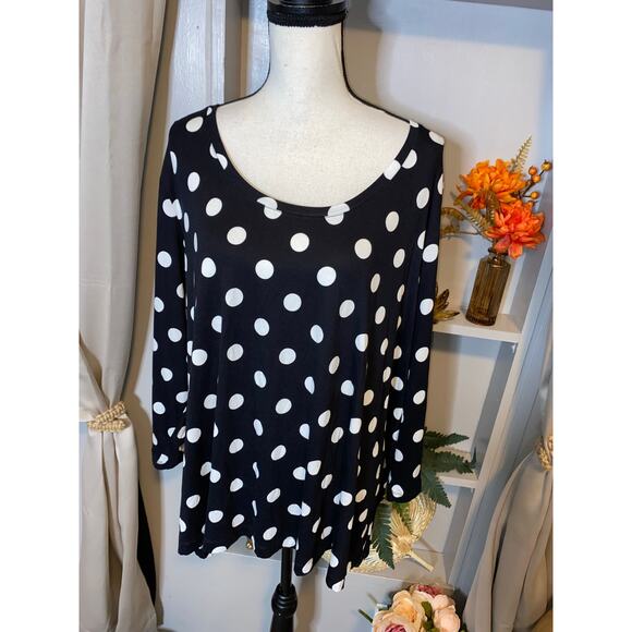 NWT Women’s size 26/28W Cato Black White Polkadot Soft 3/4 Sleeve Top - Picture 3 of 10